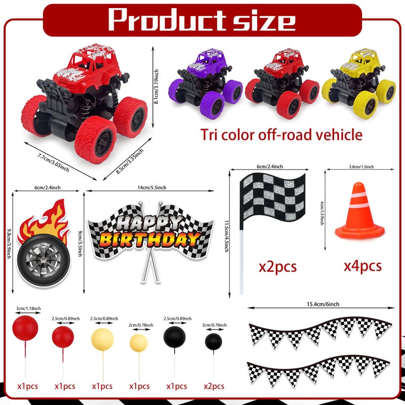 KEEPARTY Truck Cake Decoration 3 Colors Off-road Vehicle Cake Top Decoration Ball Truck Themed Party Supplies (Colorful) - Image 2