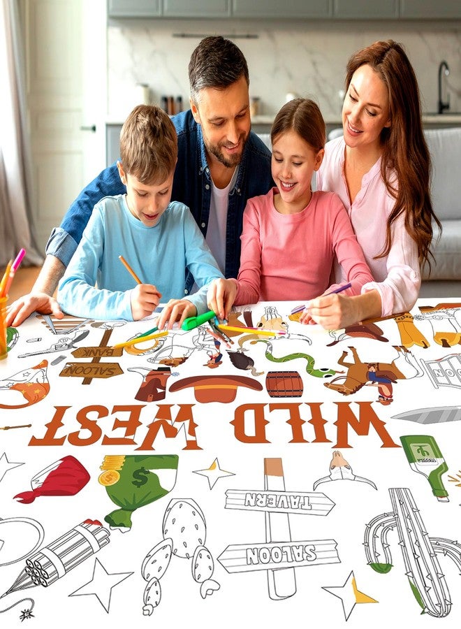 TagreSpike Wild West Coloring Poster, 43.3 x 29.5 Inch Giant Western Cowboy Coloring Sheets West Horse Coloring Tablecloth DIY Painting Craft for Home Class Drawing Painting Game Party Supplies - Image 5