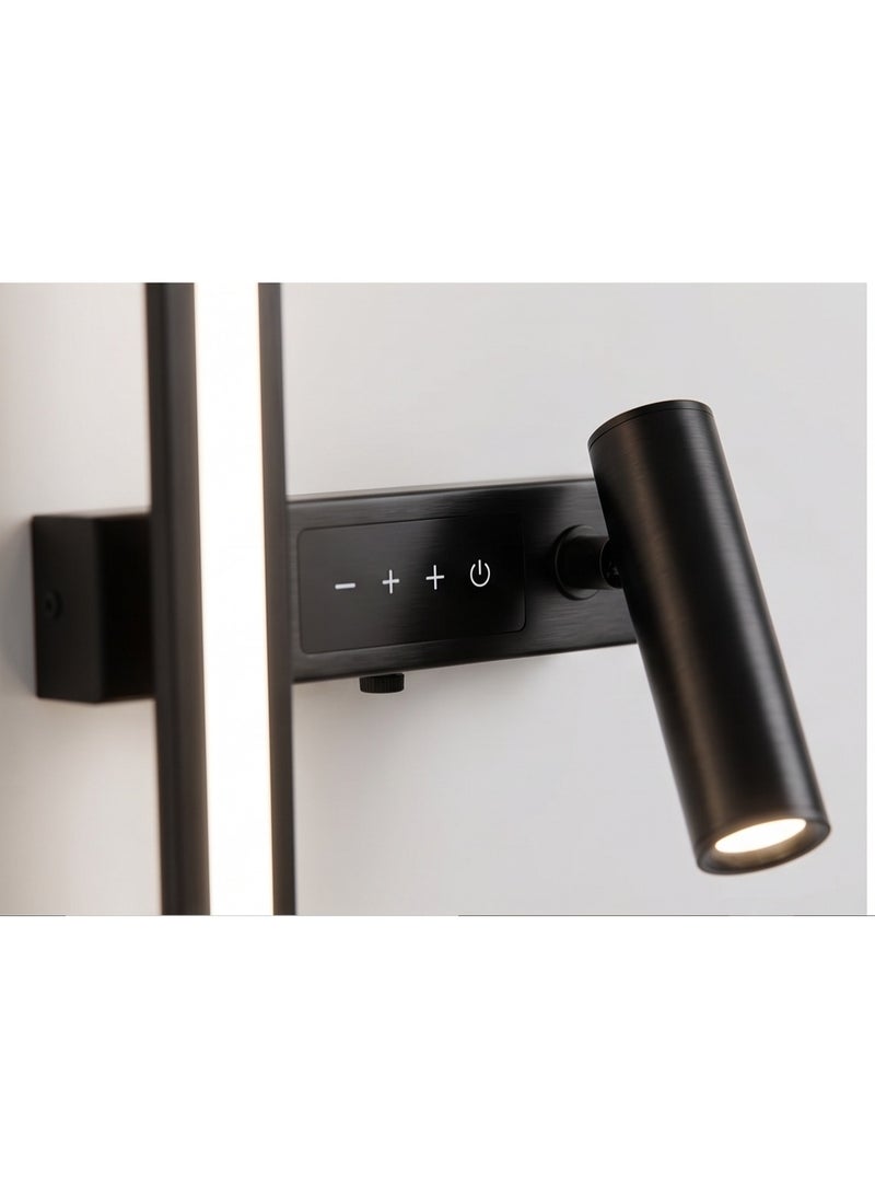 Modern Luxury Black LED Wall Sconce "Touch Ruler Line" - Smart Bedside Reading Lamp with Adjustable Spotlight - Image 2