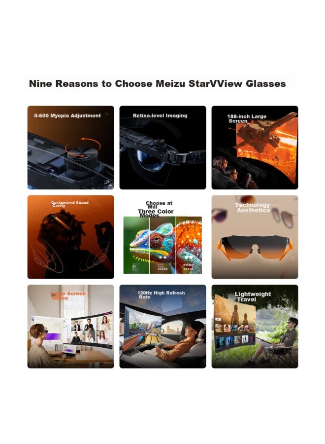 Meizu Starv View Smart Gl, Starry Gray Ar Gl, High-definition Giant Screen Viewing And Gaming Gl, Non-vr Gl, Ai Smart Gl, Dp Direct Connection To Apple 16 Series - Image 1