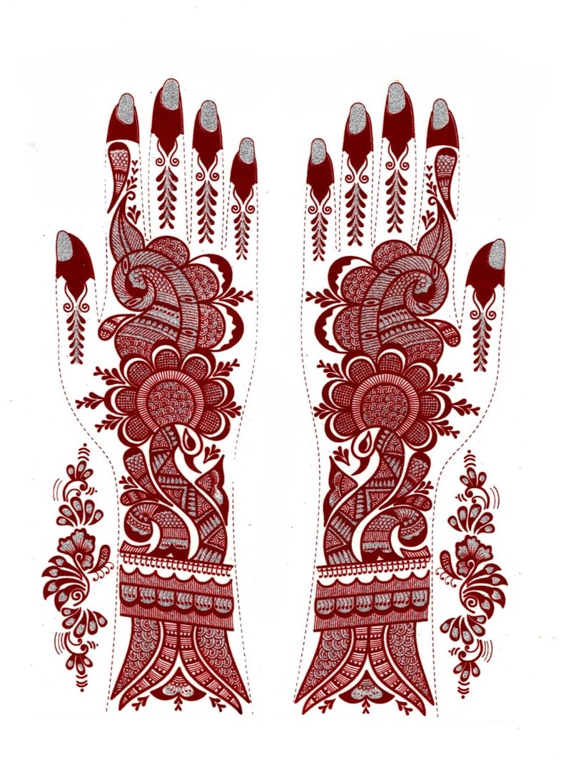 مملكة الإكسسوارات ملصق وشم حناء لليدين من أكسسواريز كينغدوم | وشم حناء مؤقت مقاوم للماء | فن الجسد للنساء والفتيات (AKM44) - Image 1