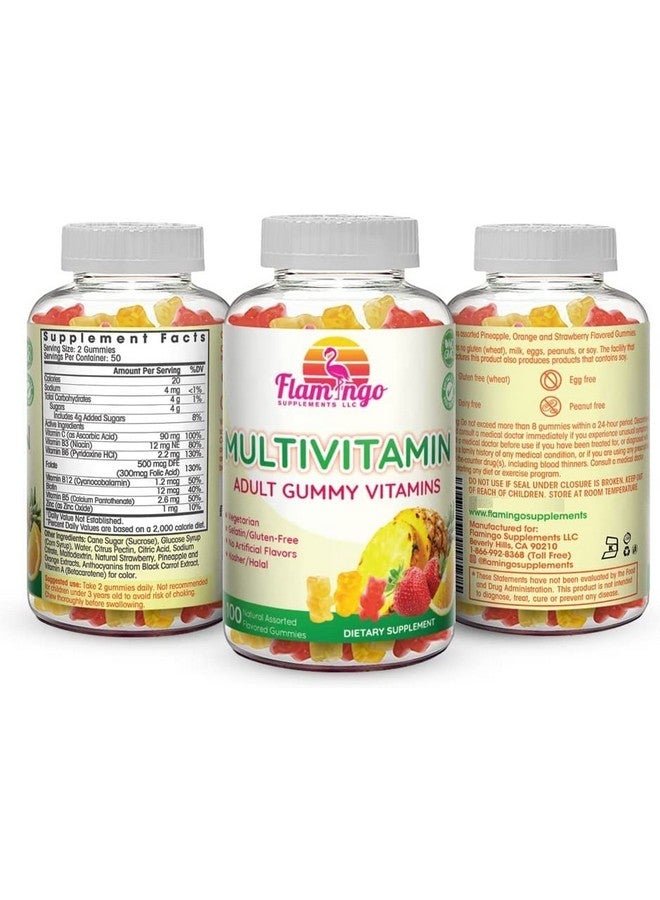 Flamingo Supplements Multivitamin Gummies | Vegan Friendly, Kosher Halal NO Gluten or Gelatin, no GMO| for Men, Women & Kids| 3 Natural Flavors | Vitamins C, B3, B12, Biotin, Zinc & More| 100 Gummies - Image 4