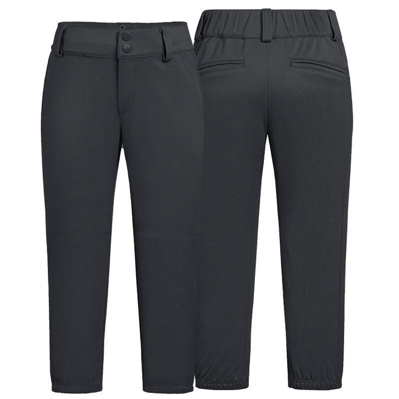 QBK 2T-13Years Girls' Softball Pants Kids' Youth Boys' Baseball Practice Pant Toddler tee Ball Pantsï¼ˆBlackï¼ŒMï¼‰ - Image 3