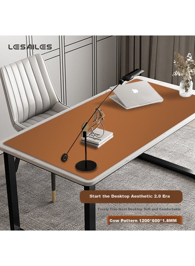 Lesailes Feidun Lesailes Cowhide Single-sided Tea Color Leather Mouse Pad, Extra Large, Office Computer Keyboard Waterproof Non-slip Home Desk Pad, Tea Color 1200*600*1.8 - Image 1