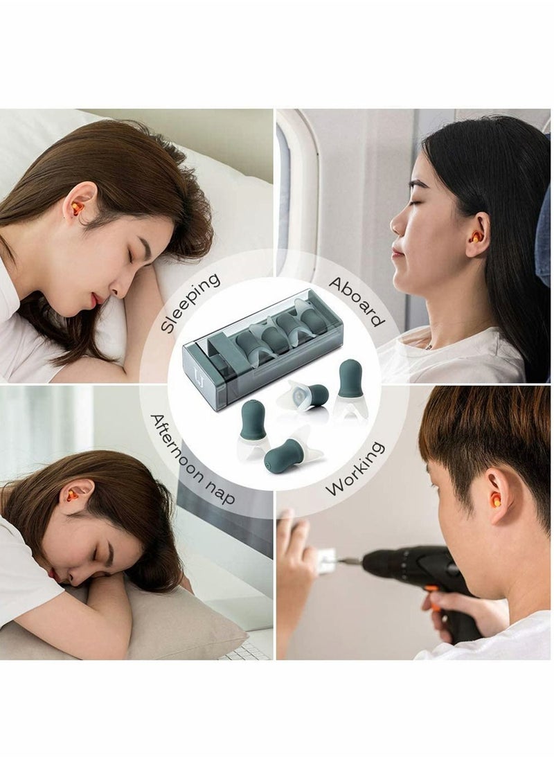 Excefore - Noise Cancelling Ear Plugs, Reusable with Storage Case for Sleeping Snoring, Swimming, Flight Business Trip, 8 Pcs - Image 1