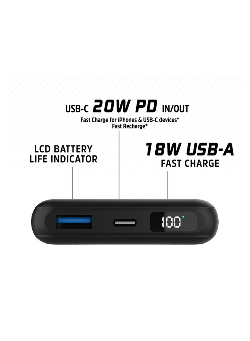 Energizer 10000 mAh 10000 mAh Ultimate Qi Certified Wireless Power Delivery Power Bank, Triple Outputs 15W Max Wireless Output, 20W PD Type-C, USB-A Output, Dual Inputs - Micro USB And Type-C, LCD Display Black - Image 2