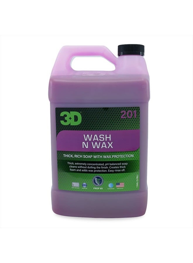 3D Wash N Wax Car Wash Soap - pH Balanced, Easy Rinse, Scratch Free Soap with Wax Protection - 1 Gallon - Image 1
