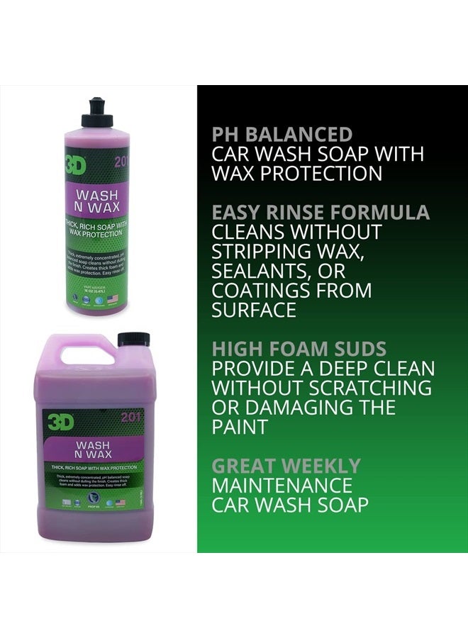 3D Wash N Wax Car Wash Soap - pH Balanced, Easy Rinse, Scratch Free Soap with Wax Protection - 1 Gallon - Image 2
