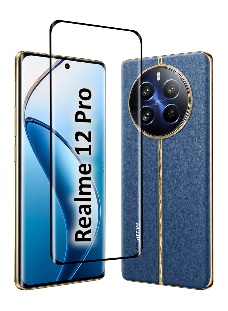 CATANES 3D Curved Tempered Glass Screen Protector for Realme 12 Pro – Full Coverage Premium Display Guard Film with Black Silk Edge Border, 9H Hardness, Anti-Scratch and Bubble-Free Clear Glass - Image 2