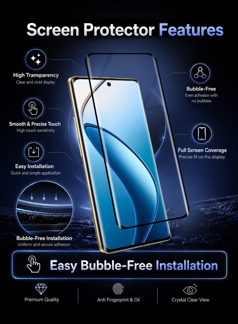 CATANES 3D Curved Tempered Glass Screen Protector for Realme 12 Pro – Full Coverage Premium Display Guard Film with Black Silk Edge Border, 9H Hardness, Anti-Scratch and Bubble-Free Clear Glass - Image 4