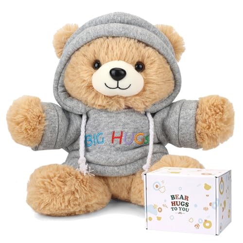 Osacoe Big Hugs Teddy Bear Stuffed Animal with Gift Box Removable Hoodie for Comfort and Love for Kids Women Men in Tough Time Get Well Soon Gifts Basket with Beautiful Gift Greeting Card - Image 1