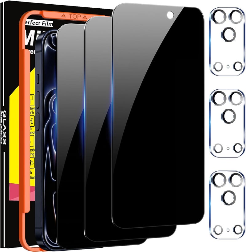Milomdoi 3 Pack Privacy Screen Protector for iPhone 17 Pro Max with Camera Lens Protectors - Image 1