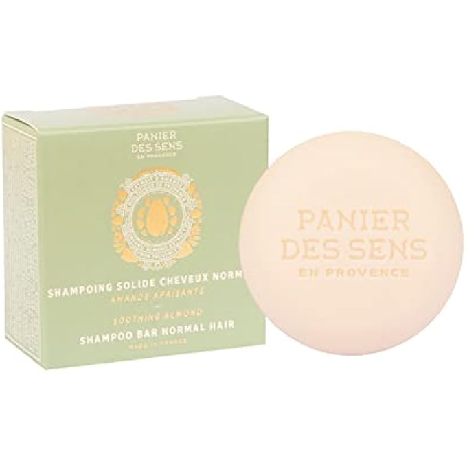PANIER DES SENS - SHAMPOO BAR FOR NORMAL HAIR  ALMOND BAR SHAMPOO WITH ORGANIC SWEET ALMOND OIL - GENTLE, ULTRA-FOAMING SOLID SHAMPOO  NATURAL SHAMPOO BAR, ECO-FRIENDLY, SILICONE FREE - 2.6 OZ - Image 1