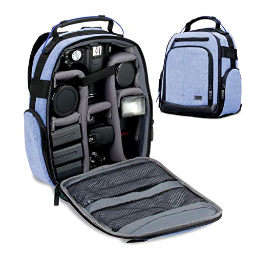USA Gear Portable Camera Backpack for DSLR with Customizable Accessory Dividers Weather Resistant Bottom and Comfortable Back Support Compatible with Canon Nikon Sony Fujifilm and More Blue - Image 1