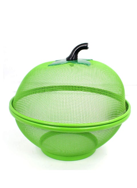 apple Shape Net Basket for Fruits Vegetables Insect Proof Drain Wash (Green)