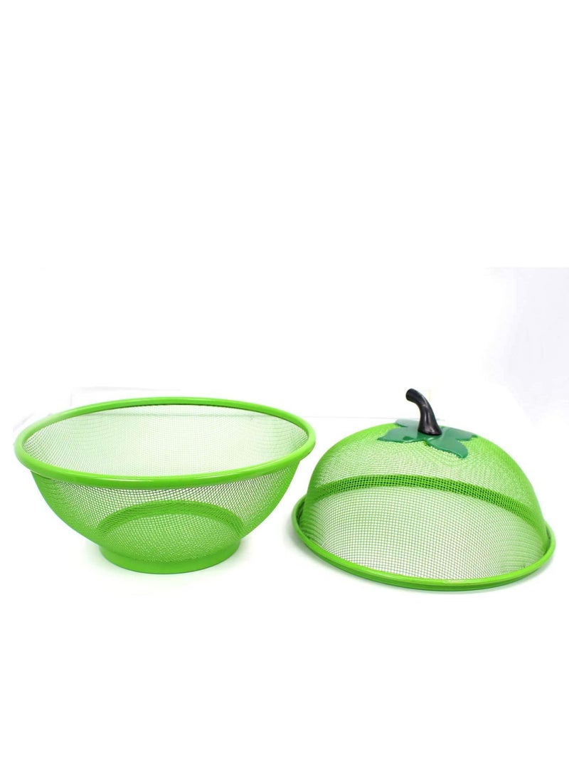 apple Shape Net Basket for Fruits Vegetables Insect Proof Drain Wash (Green)