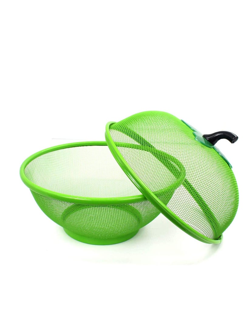 apple Shape Net Basket for Fruits Vegetables Insect Proof Drain Wash (Green)