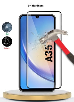 دبليو تيك سامسونج جالاكسي A35 5G 2024 بريميوم E2E كامل الغراء غطاء كامل واقي الشاشة من الزجاج المقسى (MSGECN) - شفاف / أسود  - Image 3