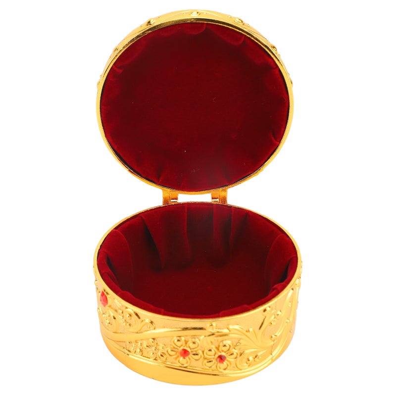 Vintage Jewellery Box 7.8 x 4.3cm - Sturdy Rustproof Alloy With Soft Crimson Velvet Interior, Exquisite Floral Carving - Decorative Storage Case for Ladies, Girls, Vintage Collectors & Special Occasio - Image 1