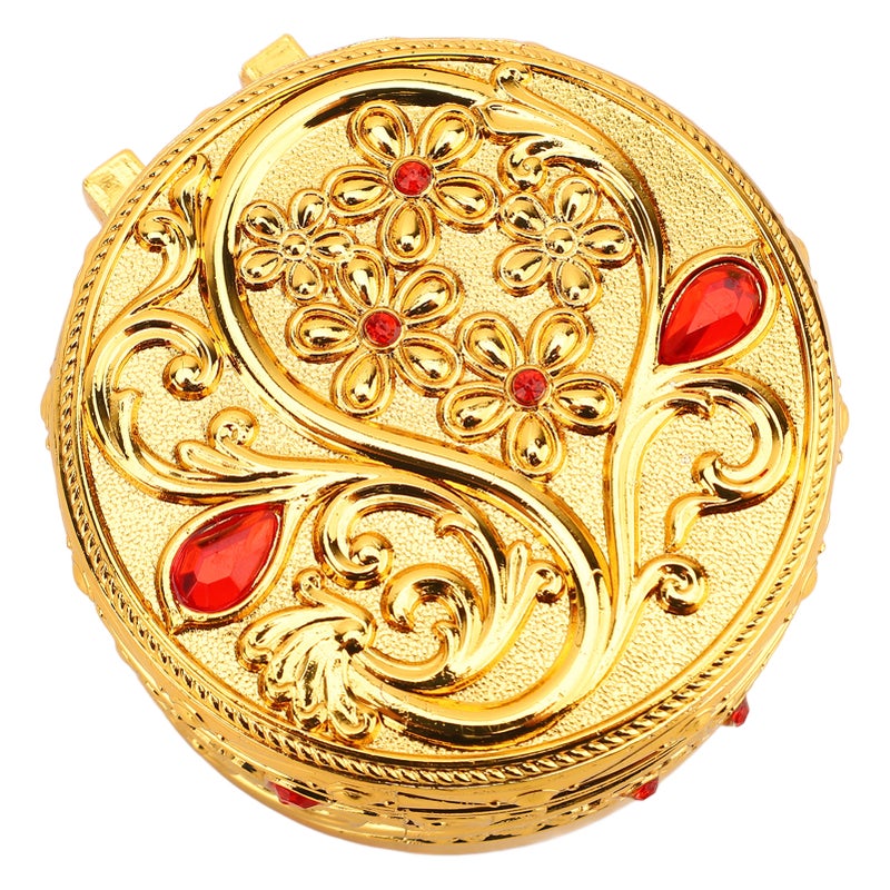 Vintage Jewellery Box 7.8 x 4.3cm - Sturdy Rustproof Alloy With Soft Crimson Velvet Interior, Exquisite Floral Carving - Decorative Storage Case for Ladies, Girls, Vintage Collectors & Special Occasio - Image 2