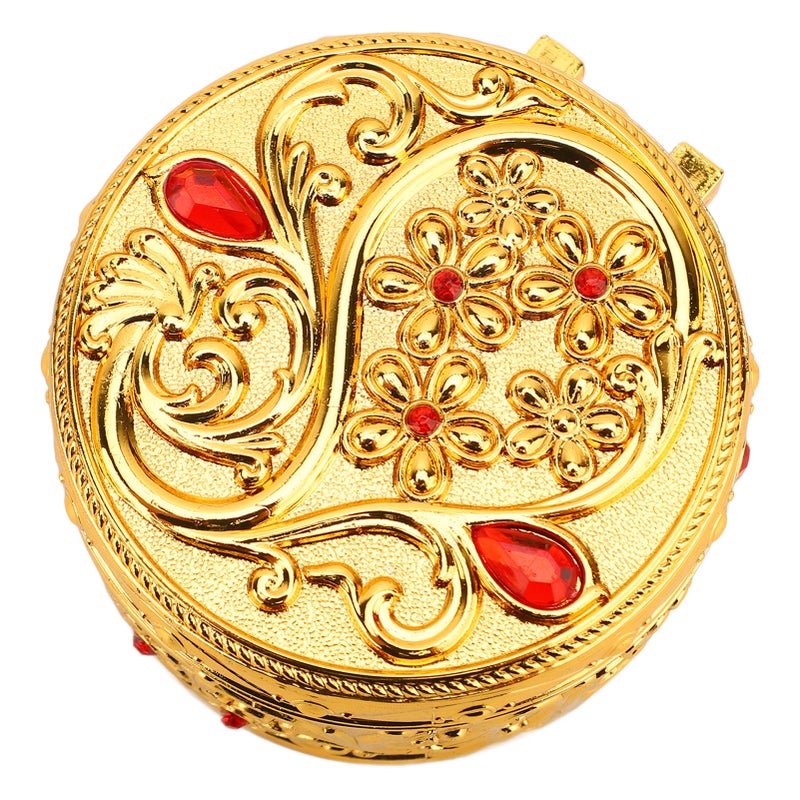 Vintage Jewellery Box 7.8 x 4.3cm - Sturdy Rustproof Alloy With Soft Crimson Velvet Interior, Exquisite Floral Carving - Decorative Storage Case for Ladies, Girls, Vintage Collectors & Special Occasio - Image 4