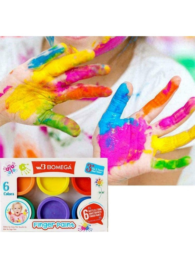 ArtBee ArtBee 6 Color Kids Finger Paint Washable Non-Toxic Finger-paint Art with Set of 6 Sponge Brushes  - Image 2