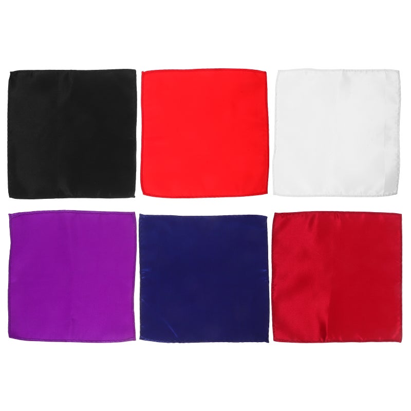 6pcs Mens Suit Pocket Squares Wedding Handkerchiefs (Bright Red & & White & & Navy ) - Image 1