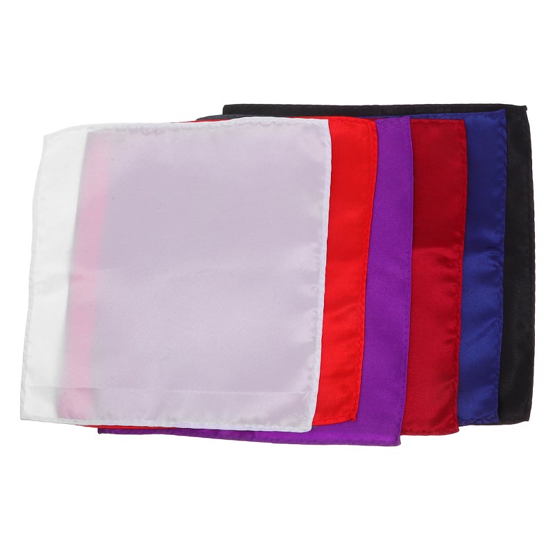 6pcs Mens Suit Pocket Squares Wedding Handkerchiefs (Bright Red & & White & & Navy ) - Image 3