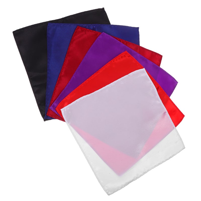 6pcs Mens Suit Pocket Squares Wedding Handkerchiefs (Bright Red & & White & & Navy ) - Image 4