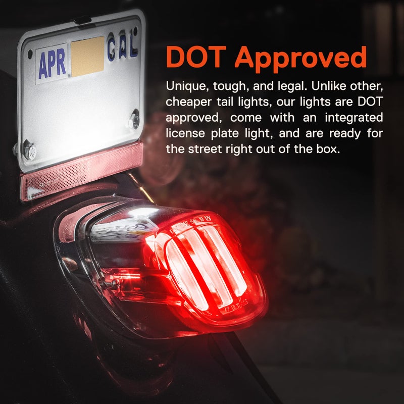 ONLINE LED STORE TRUE MODS LED Brake Tail Light for Harley Davidson - DOT Claw-Design License On Top Square Smoked Rear Red Stop Lamp Assembly for Sportster Dyna Fatboy Road King Electra Glide Ultra Softail Heritage - Image 4