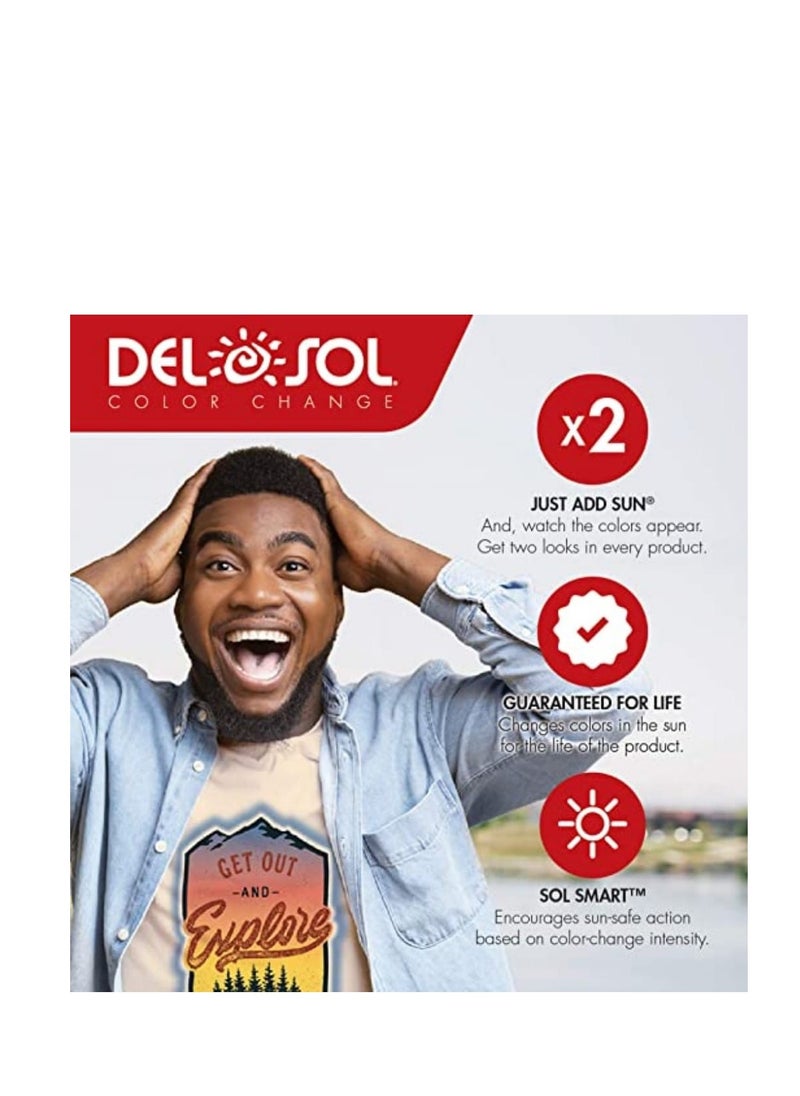 Del Sol Color Change - DelSol Kids Crew Tee  Sharrrk Color Changing Tee  Changes in Sunlight 100% Pre Shrunk Cotton Jersey For A Slim Fit Transforms from White to Bright Colors - Image 1