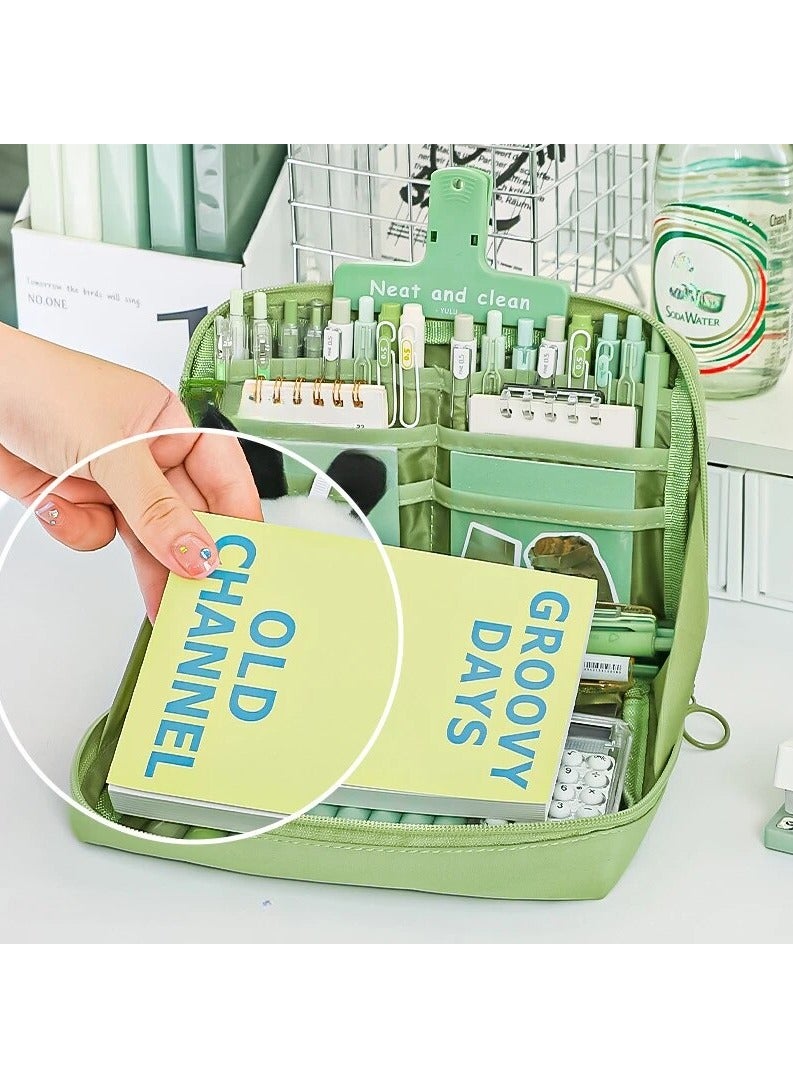 إسكدنيا مقلمة ذات سعة كبيرة مكونة من 12 طبقة، حقيبة تخزين قرطاسية ذات مظهر جيد ومتعددة الوظائف (أصفر) - Image 3