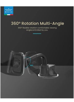Brave BRAVE Magnetic Windshield and Dashboard Car Mount Phone Holder 360 Degree Rotatable Desk Stand Cradle Bendable Adjustable Arm - Grey/Black  - Image 4