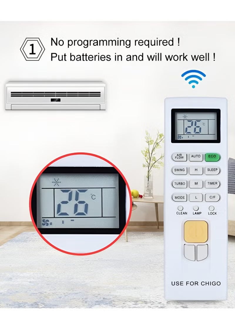 AC Remote Control for CHIGO Air Conditioners Model ZH/JA-03, ZHJA-03, ZH/JA 03 – Universal Replacement Remote, Easy-to-Use, High-Quality, Reliable, Durable, Efficient Cooling Control, Compatible with CHIGO Units, Black