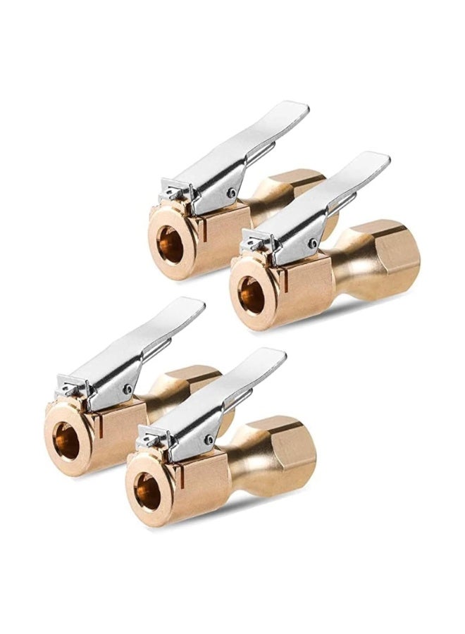 Heavy Duty Brass Air Chuck, Closed Flow Straight Tire Chuck with Lock-on Clip,  Tyre Chuck for Tire Inflator Pressure Gauge Air Pump Compressor Accessories - Image 1