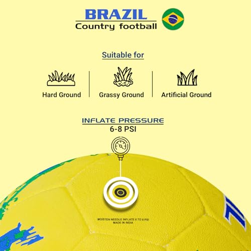 Synco Football Brazil | Rubber Moulded | Training Country Ball for Beginners | Suitable for Indoors/Outdoors - Image 5