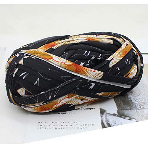 Eqarp 1 PCS Colorful T-Shirt Yarn Knitting Yarn Fabric Crochet Cloth for DIY Knitted Fabric Art (#42 Black Flower) - Image 2