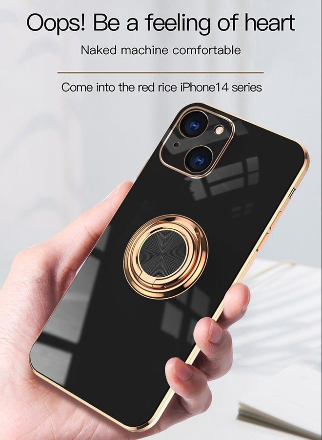 GROIC IPhone 14 Max Case 6.7 Inch with Ring Holder Kickstand Magnetic Shockproof Soft TPU Electroplated Protective Phone for iPhone -Black - Image 4