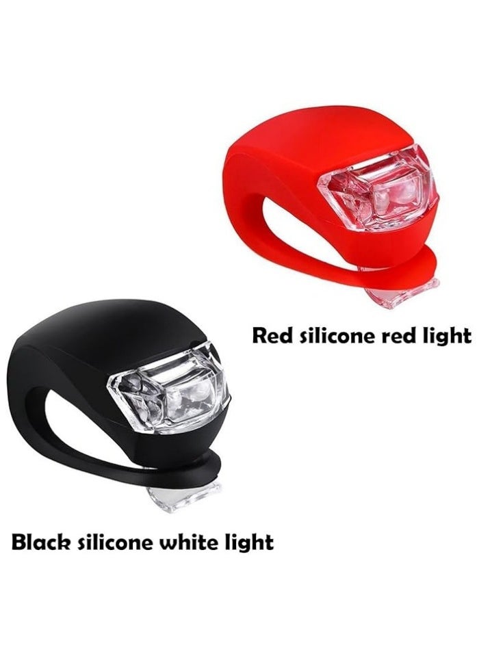 Generic 4 Pack Bicycle Light, Silicone LED Bike Light Set, 2 PCS Bike Headlight and 2 Pcs Taillight (Red  White)  - Image 3