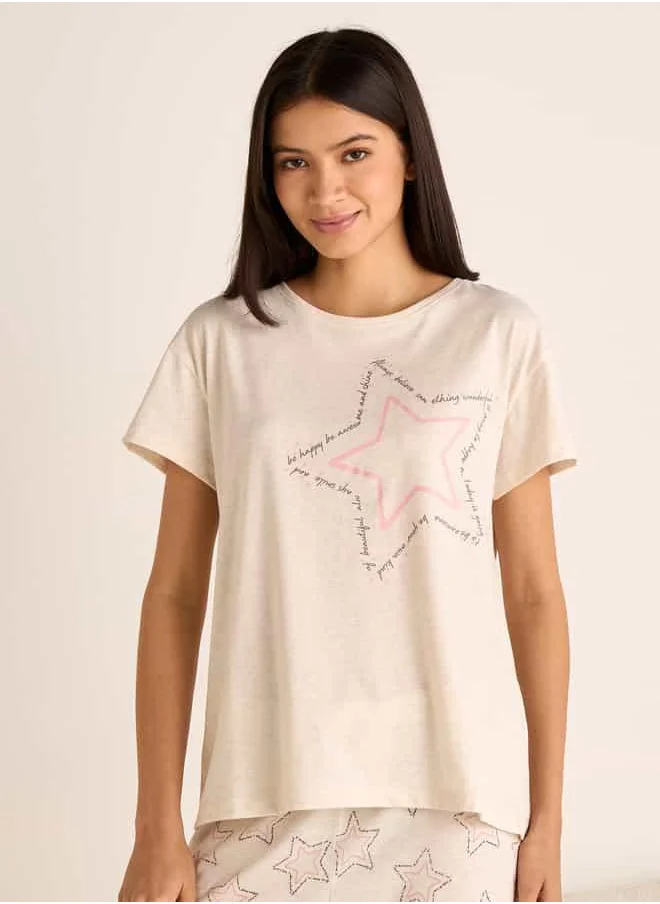 فاف Star Print Short Sleeves T-shirt and Pyjama Set