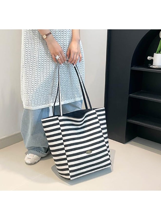 بي يو حقائب يد نسائية بحجم كبير، حقيبة كتف للشاطئ، قابلة للعكس مع وجهين، بسيطة للتسوق والعمل والسفر - Image 5