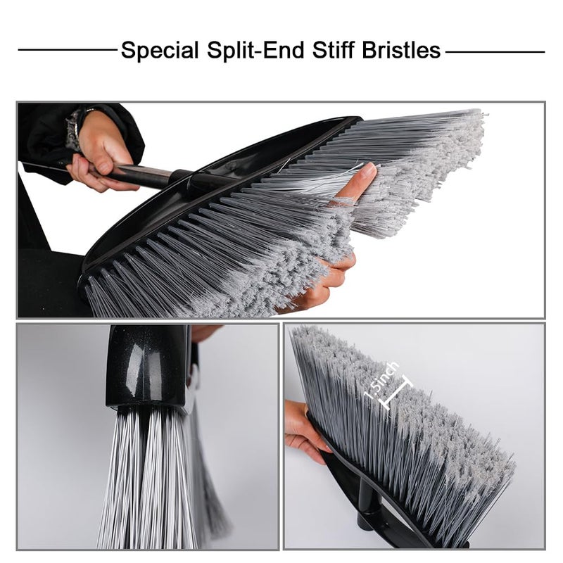Dodifker Long Handle Heavy Duty Broom and Dustpan Set, Outdoor and Commercial Upright Dustpan and Brush for Restaurant Garage Garden Yard Office,Black - Image 4