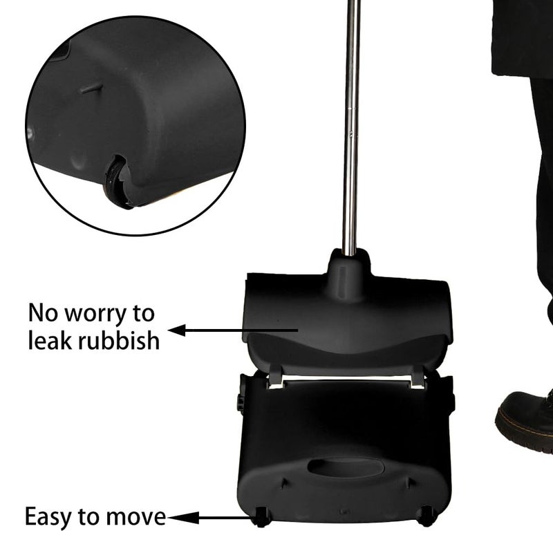Dodifker Long Handle Heavy Duty Broom and Dustpan Set, Outdoor and Commercial Upright Dustpan and Brush for Restaurant Garage Garden Yard Office,Black - Image 3