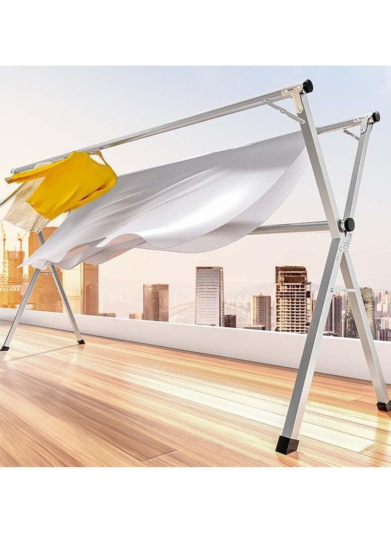 Folding X Shaped Stainless Steel Garment Rack, Adjustable and Foldable Clothes Drying Rack, Space Saving Heavy Duty Stainless Steel Laundry Drying Rack  - Image 1
