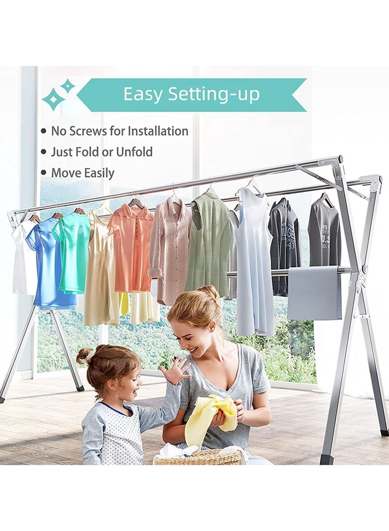 Folding X Shaped Stainless Steel Garment Rack, Adjustable and Foldable Clothes Drying Rack, Space Saving Heavy Duty Stainless Steel Laundry Drying Rack  - Image 3