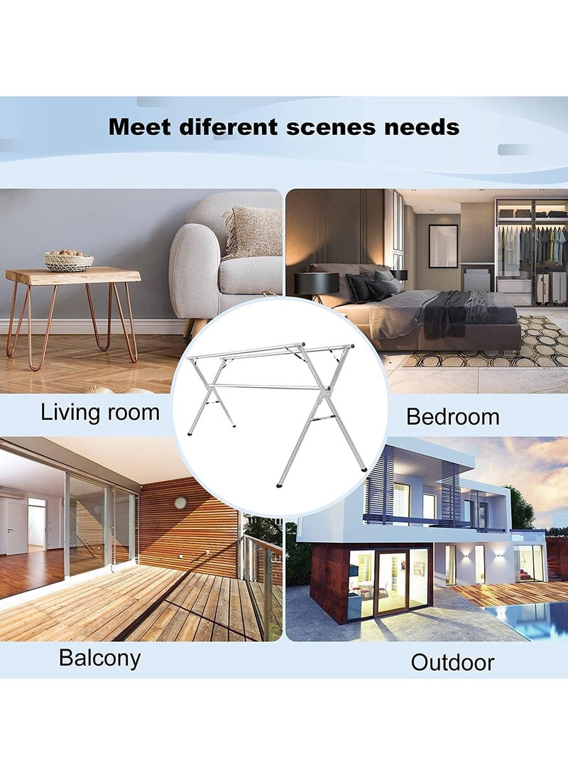 Folding X Shaped Stainless Steel Garment Rack, Adjustable and Foldable Clothes Drying Rack, Space Saving Heavy Duty Stainless Steel Laundry Drying Rack  - Image 4