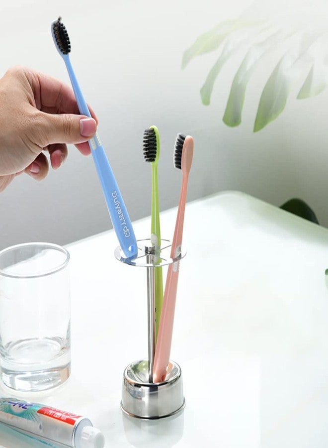 ccHuDE Stainless Steel Toothbrush Holder Stand Divided Toothpaste Holder Makeup Brush Stand Organizer Utensil Display Holder with 4 Slots for Bathroom Vanity - Image 4