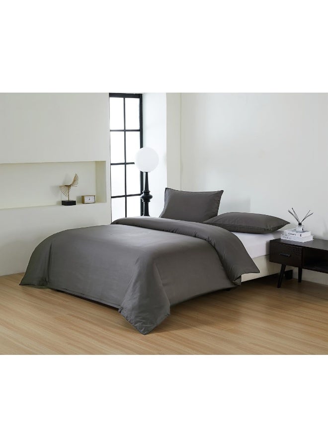 PanaX Pure Cotton Duvet Cover 220X220Cm With 2 Pillow Case 50X75Cm, With 4" Hem (Dark Grey, Queen) - Image 1