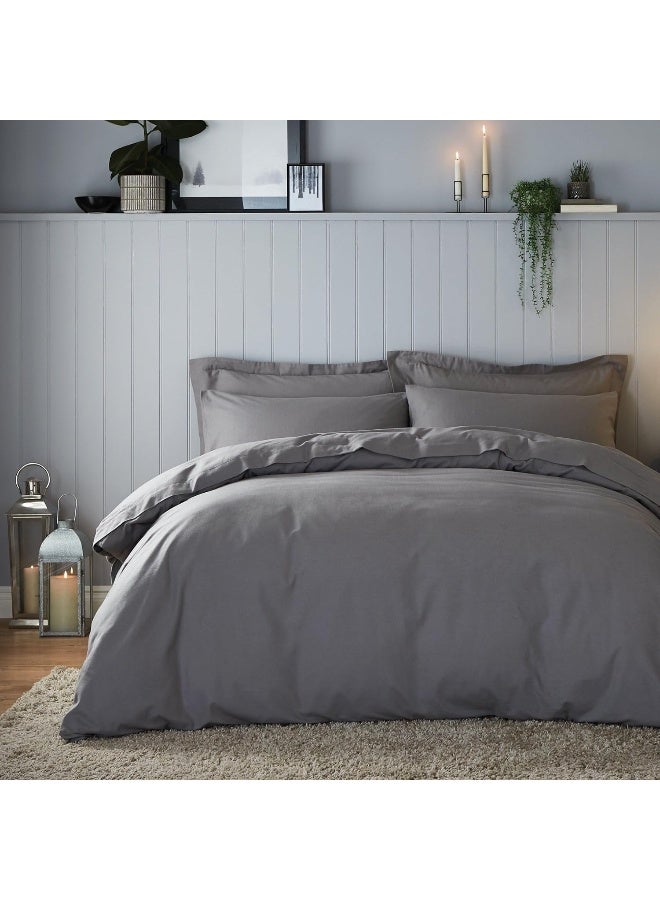 PanaX Pure Cotton Duvet Cover 220X220Cm With 2 Pillow Case 50X75Cm, With 4" Hem (Dark Grey, Queen) - Image 3