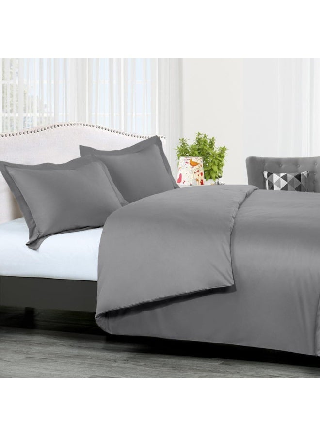 PanaX Pure Cotton Duvet Cover 220X220Cm With 2 Pillow Case 50X75Cm, With 4" Hem (Dark Grey, Queen) - Image 4